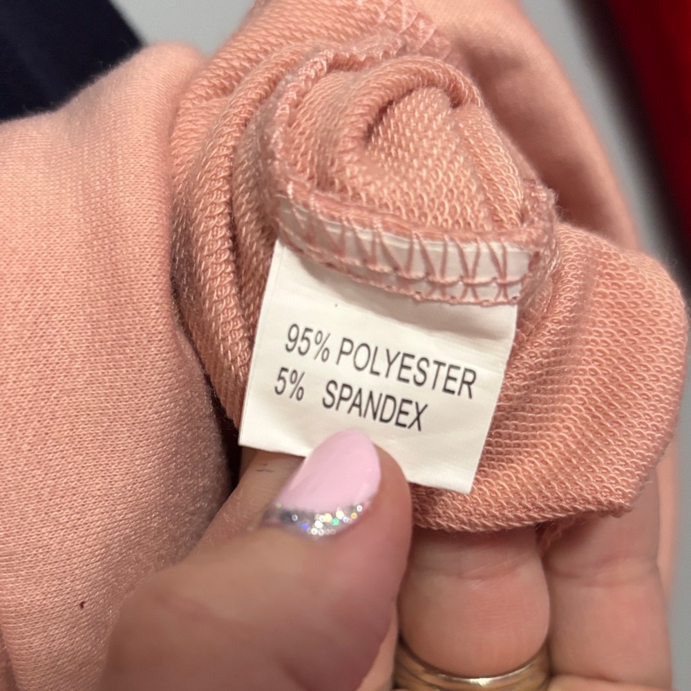 Women’s large Striped Pink/Blush and Navy zippered hoodie - Picture 3 of 5
